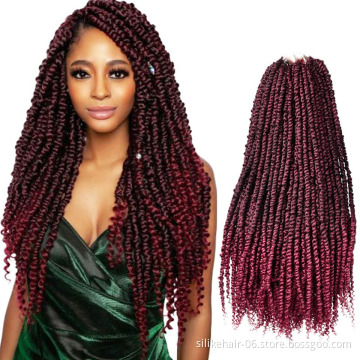 Low Price 24Inches Black Red Long Passion Twist Crochet Braiding Pre-Twisted Spring Bomb Braids Bulk Synthetic Hair Extensions